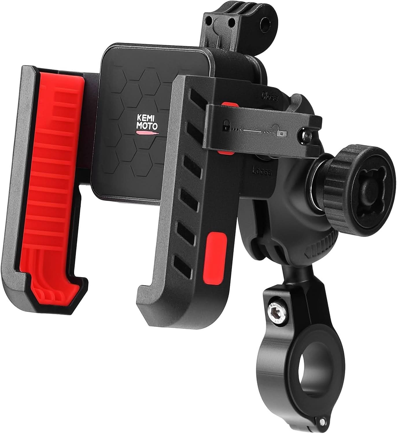 KEMIMOTO anti-vibration motorcycle phone mount with 360 degree rotation - fits dirt bikes e-bikes ATVs 22-32mm handlebars