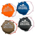 Boyesen Factory Racing clutch cover cast aluminum UV-resistant powder coat black red orange blue for Honda CRF Yamaha YZ KTM dirt bike motocross