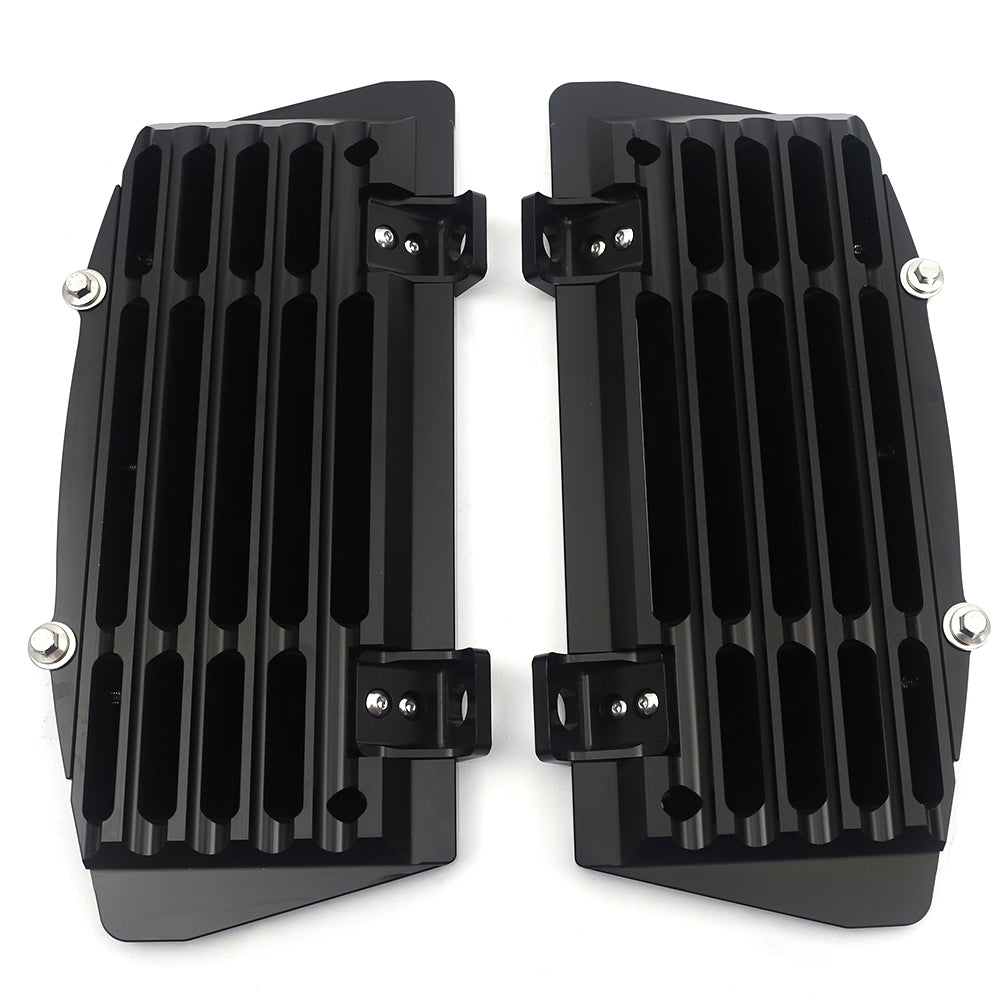 MX aluminum radiator guards dirt bike KTM Honda CRF Yamaha YZ 6061-T6 billet anodized orange black OEM style protection pair