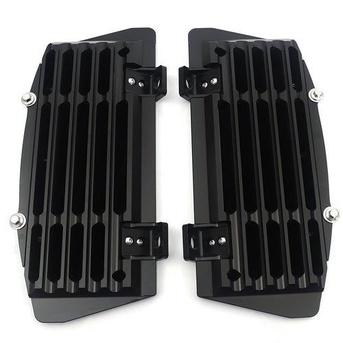 MX aluminum radiator guards dirt bike KTM Honda CRF Yamaha YZ 6061-T6 billet anodized orange black OEM style protection pair